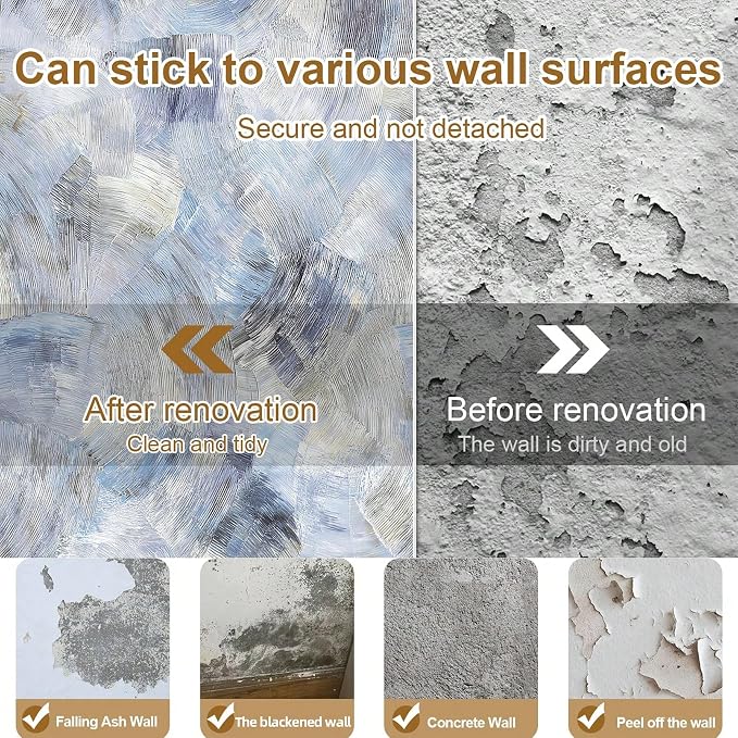 Matte 3D Peel and Stick Wall Panels,Thick PE Foam Imitation Abstract Oil Painting Self-Adhesive Removable Renter Friendly Wallpaper for Café,Gallery Decoration Dormitory Renovation(23.6"x11.8"10PCS) - Image 7