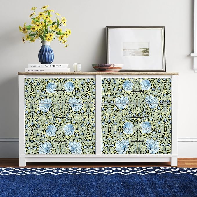 HAOKHOME William Morris Peel and Stick Wallpaper Floral Blue Wall Paper | Textured Renter Friendly Removable Wall Paper Vintage Botanical Vine Bathroom Bedroom Stick on Contact Paper 17.3in x 9.8ft - Image 6