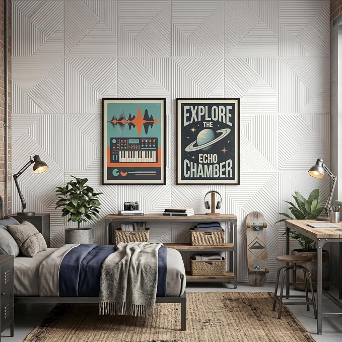 3D Wall Panels for Interior Wall Decor, PVC, White | 19.7x19.7 Inch, 12 Pack Covers 32 Sq Ft, Decorative Textured Tile, Paintable, Fire Resistant, Lightweight Modern Accent - Image 7