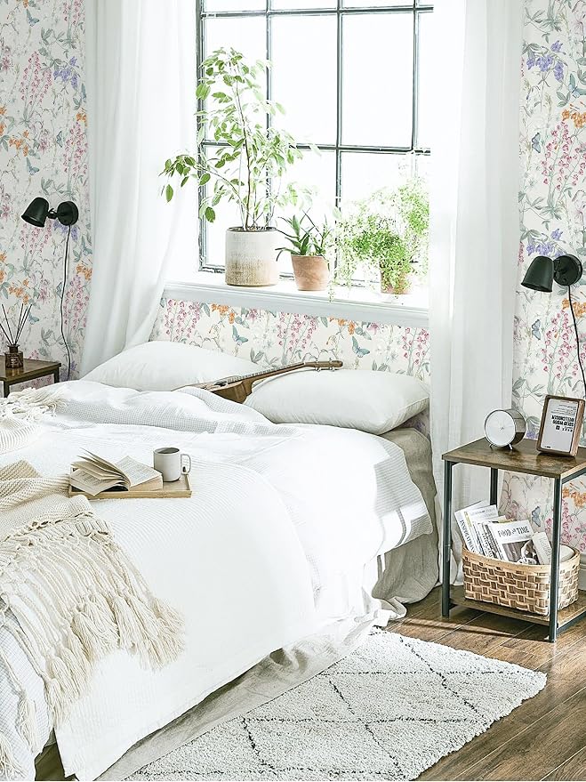 Dimoon 385"x17.3" Floral Wallpaper Beige Peel and Stick Wallpaper Cream Neutral Boho Contact Paper Botanical Wildflower Morden Cottage Renter Friendly Bathroom Flower Kitchen Self Adhesive Vinyl Roll - Image 6
