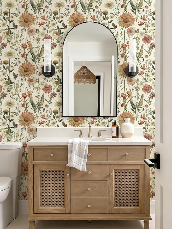 Livebor Vintage Floral and Bird Wallpaper Peel and Stick 16.9” x 196.8” | Floral Bird Contact Paper Floral Peel and Stick Wallpaper Flower Self Adhesive Waterproof Wall Paper for Bathroom Decorative - Image 5