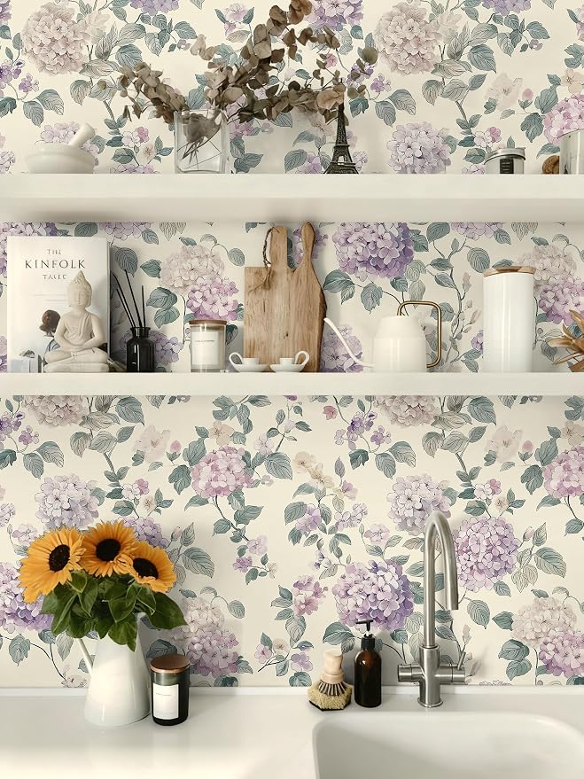 Vintage Floral Wallpaper, Boho Floral Wallpaper Peel and Stick Farmhouse Botanical Self Adhesive Contact Paper Fun Wildflower Contact Paper Cabinets for Nursery Bedroom Bathroomm 17.3" x 197" - Image 5