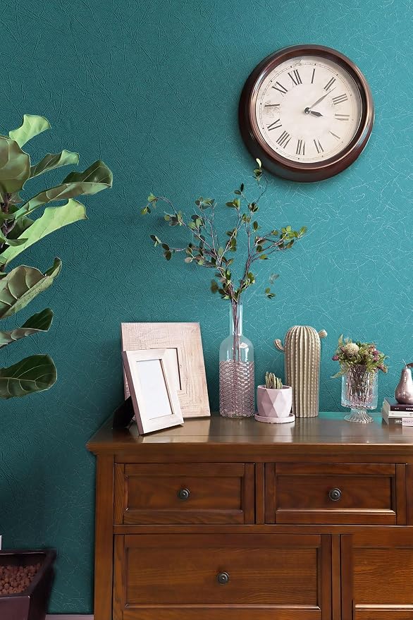 Safiyya Wallpaper Teal Silk Contact Paper Textured Wallpaper Peel and Stick Modern Removable Wall Paper Silk Decorative Self Adhesive Vinyl Rolls 118"x 17.3" - Image 5