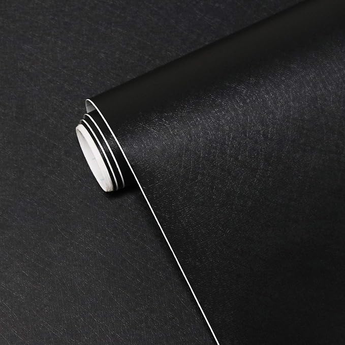 Yasinet Peel and Stick Wallpaper Black Wallpaper Black Contact Paper Modern ThickeningWaterproof Self Adhesive Removable Wall Paper Deco for Wall Bedroom Covering Countertop Cabinet Vinyl 17.7" x118" by Yasinet