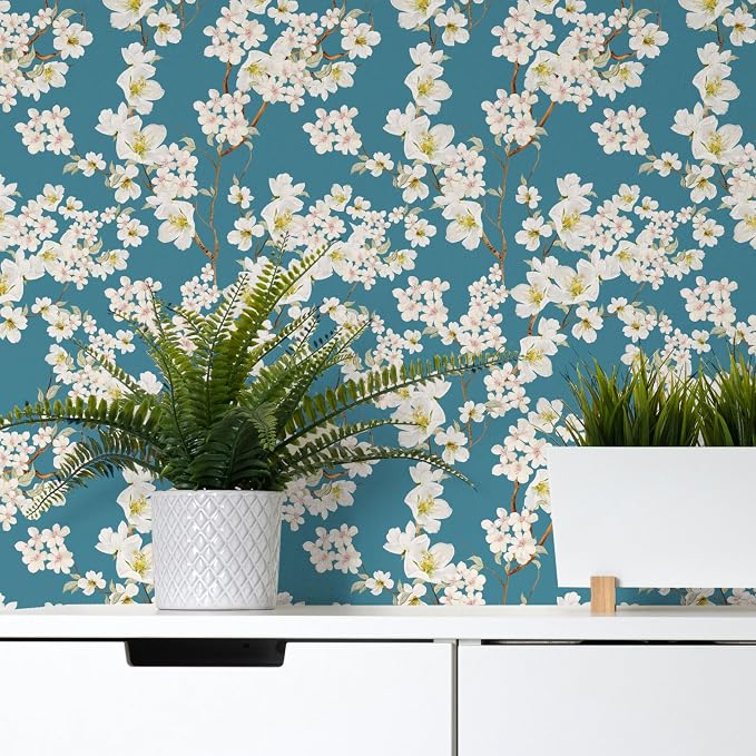 Main Street Peel and Stick Wallpaper Sheets, Magnolia Branches, 12-Pack | 11 x 16 in sheet size; Covers up to 14.67 sq ft; Eco-friendly paper material; No paste or additional adhesive required - Image 3