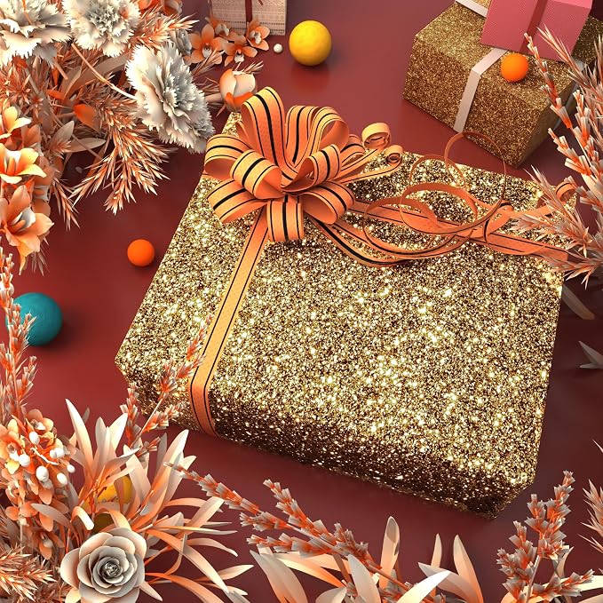FunStick Brown Gold Glitter Wallpaper Border Peel and Stick Wall Border Trim Removable Bathroom Mirror Border Peel and Stick Sparkly Glitter Contact Paper for Wall Decor Bulletin Board Vinyl 3.9"x200" - Image 7