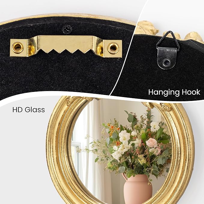 AELS 3 Pack Small Antique Gold Mirror Wall Decor, Wall Hanging Mirror, Luxury Home Decor, Vintage Wall Mirror, Small Decorative Mirrors for Living Room Entryway Bedroom, Bird Bow - Image 6