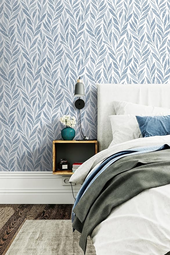 Safiyya 393"x17.3" Blue Peel and Stick Wallpaper Boho Contact Paper Modern Stick on Wallpaper for Bathroom Adhesive Kitchen Wall Paper Vinyl Rolls - Image 3