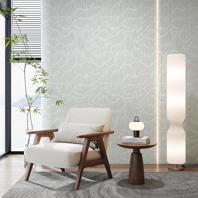 Theper Green Peel and Stick Wallpaper Modern Contact Paper 17.3"×590" | Boho Striped Wallpaper Self Adhesive Removable Wallpaper for Bedroom Waterproof Vinyl White and Green Wallpapers - Image 6