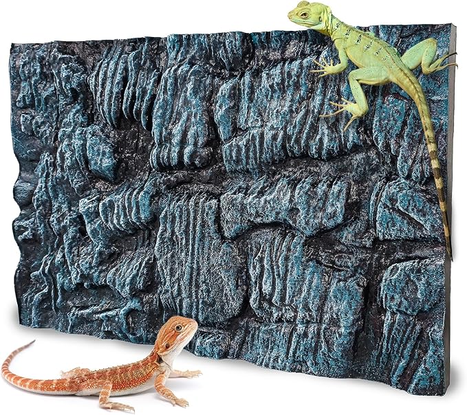 17.7x11.8in Rock Terrarium Background,3D Reptile Tank Background Board,Amphibian Stereo Backdrop Wall,Lizard Snake Gecko Spider Turtle Fish pet silo Background Decorative Panel(Blue) by Sysmashing