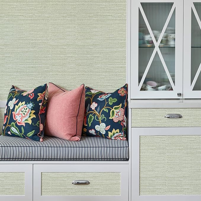 Simon&Siff Textured Grasscloth Peel and Stick Wallpaper 17.7"x118" Neutral Faux Grassweave Wallpaper Waterproof Self Adhesive Removable Wallpaper Mural for Home Decor Bedroom Kitchen Cabinet - Image 4