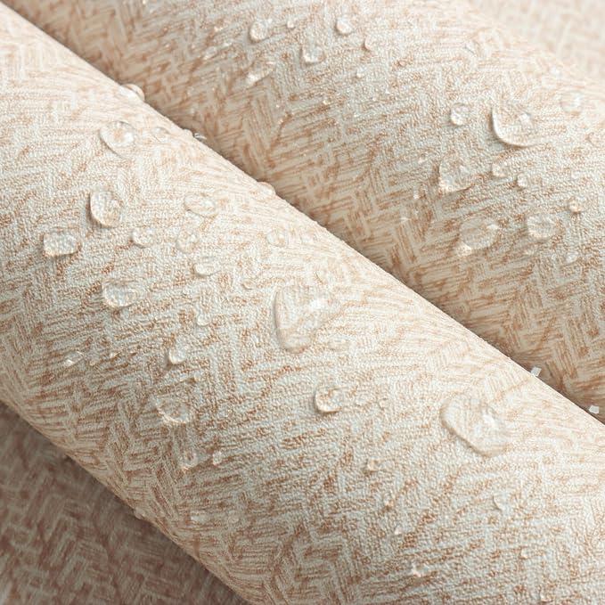 Grasscloth Peel and Stick Wallpaper Beige Contact Paper 16in x 197in | Faux Linen Vintage Wallpaper Textured Removable Wall Paper Grass Cloth Cabinets Bedroom for Cabinet Self Adhesive Vinyl - Image 5