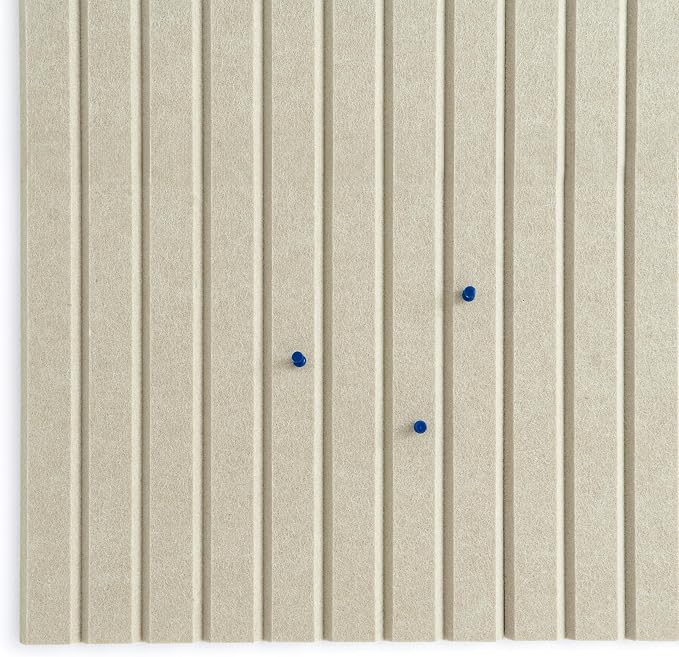 VIVELDA Felt Bulletin Board Tiles 48"x36" - 12-Pack Cork Board Alternative, OEKO-TEX Certified, NRC 0.95 Acoustic Felt Wall Panels, Damage-Free Adhesive, Slatted Design Home Office & Classroom (Opera) - Image 3