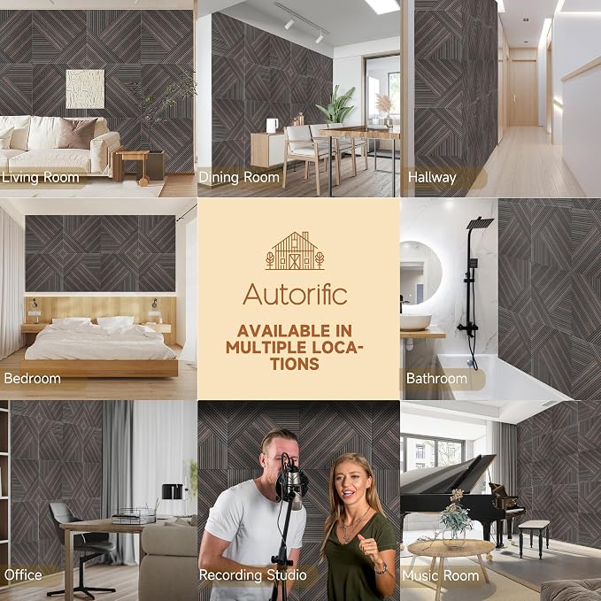 Acoustic Panels,6 Pack 23.6" x 23.6",Sound Panels,Rustic Walnut | Self-Adhesive Sound Absorbing Panels,3D UV Printing with Wood Print,High-Density Polyester Fiber,Sound Proof Panels for Walls - Image 6