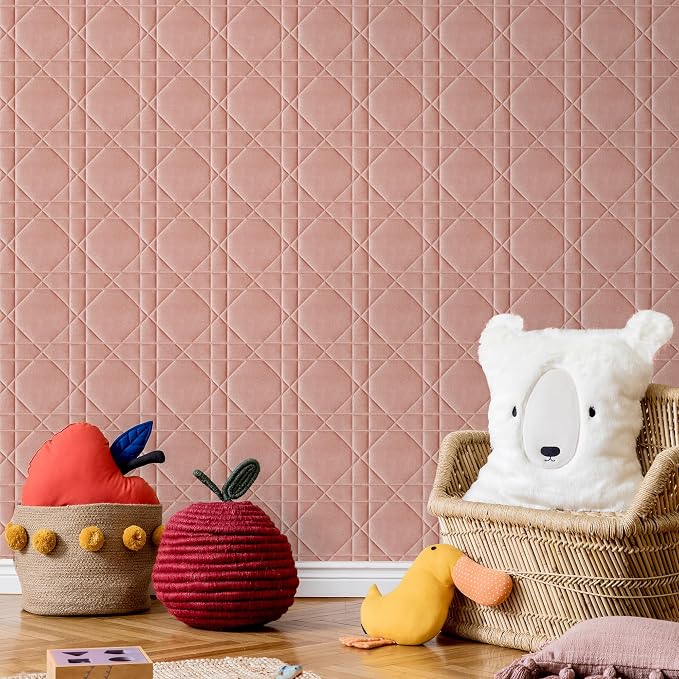 Velvet 3d wall panels for Interior wall Decor peel and stick, Soundproof Geometric Textured 3d Wall Panels for Living Room, Bedroom, TV Background Pink 17.7" x 17.7", Covers 26.15 Sq.Ft 12pcs - Image 8