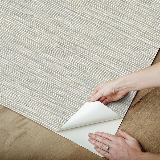 RoomMates Neutral Jade Dimensional Grasscloth Peel and Stick Wallpaper, RMK12683PLW - Image 5