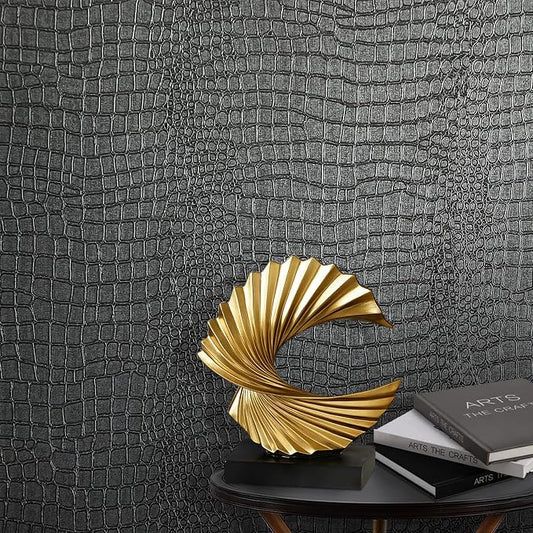 Zeeko Black Crocodile Peel and Stick Wallpaper 17.3" x 118" | Textured Embossed Contact Paper Removable Waterproof Self Adheisve Wall Paper for Cabinet Bedroom Bathroom by Zeeko