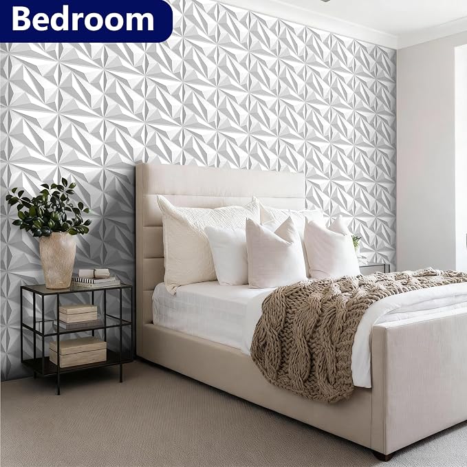 3D Wall Panels White PVC Wall Panels for Interior Decor 12"x12" | 3D White Wall Panels for Living Room, Bedroom, Gaming Room Decor, Lobby Office Accent Walls, 10 Pack Covers 10.Sq.Ft. - Image 7