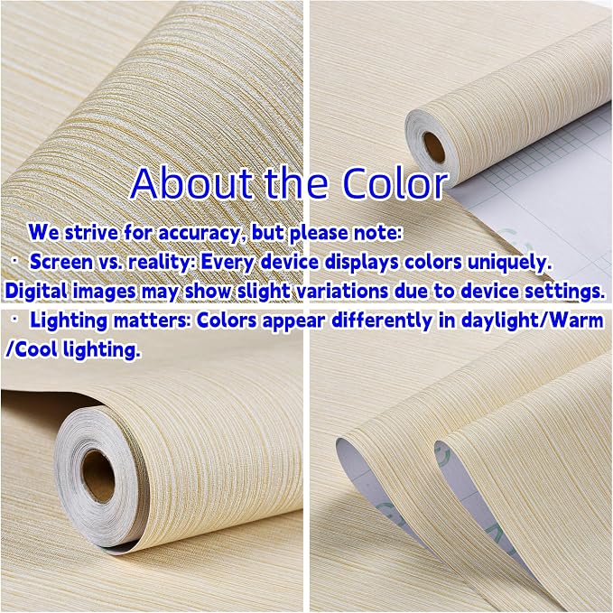 Haimin Grasscloth Wallpaper Textured 24in X 393in Fabric Contact Paper Textured Linen Wall Paper Peel and Stick Self-Adhesive Thick Vinyl Embossed Wallpaper (Yellow) - Image 2