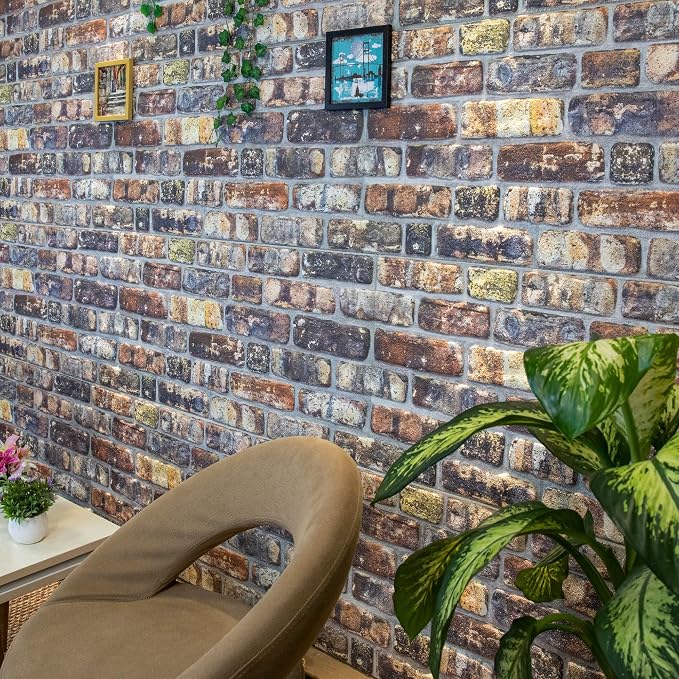 Dundee Deco 3D Wall Panels Faux Brick - Cladding, Multicolored Stone Look Wall Paneling, Styrofoam Facing for Living Room, Kitchen, Bathroom, Balcony, Bedroom, Set of 10, Covers 54 sq ft - Image 5