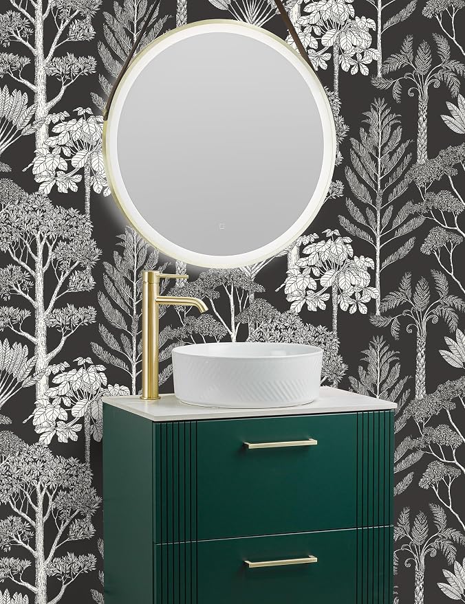 Forest Peel and Stick Wallpaper Boho Tree Black 17.3inW 78.7inL | Vintage Vinyl Self Adhesive Wallpaper, Removable,Easy Match, Moody Dark Bedroom Bathroom Living Room Wall Decor Waterproof, - Image 6