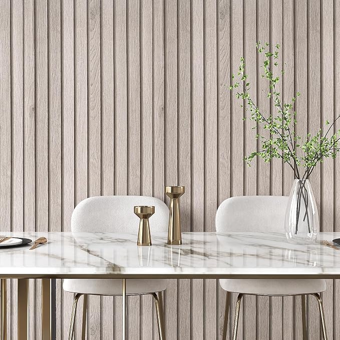 VEELIKE Rustic Grey Oak Wood Slat Wallpaper Peel and Stick Faux Wood Panel Wall Covering for Bedroom Bathroom 24''x354'' Self Adhesive Removable Woods Grain Contact Paper for Accent Walls Kitchen - Image 3