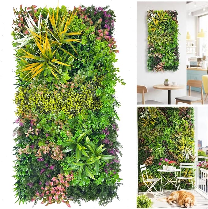 40" x 20" Artificial Grass Wall Panels - UV Anti Greenery Hedge Wall Decor | Lifelike Grass Wall Backdrop, Maintenance Free Privacy Screen Fence for Balcony Garden, Indoor Outdoor Green Grass Wall by FOSZMAC