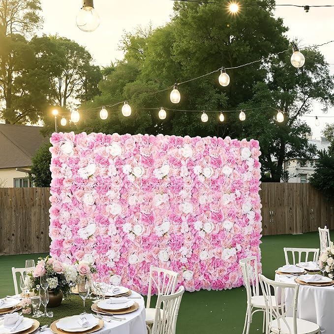 VEVOR 3D Flower Wall Panel, Artificial Floral Wall Background Mesh Backing Mat,Seamless Design&Easy Installation for Wedding Valentines Day Home Baby Party Backdrop Decor,Pink - Image 8