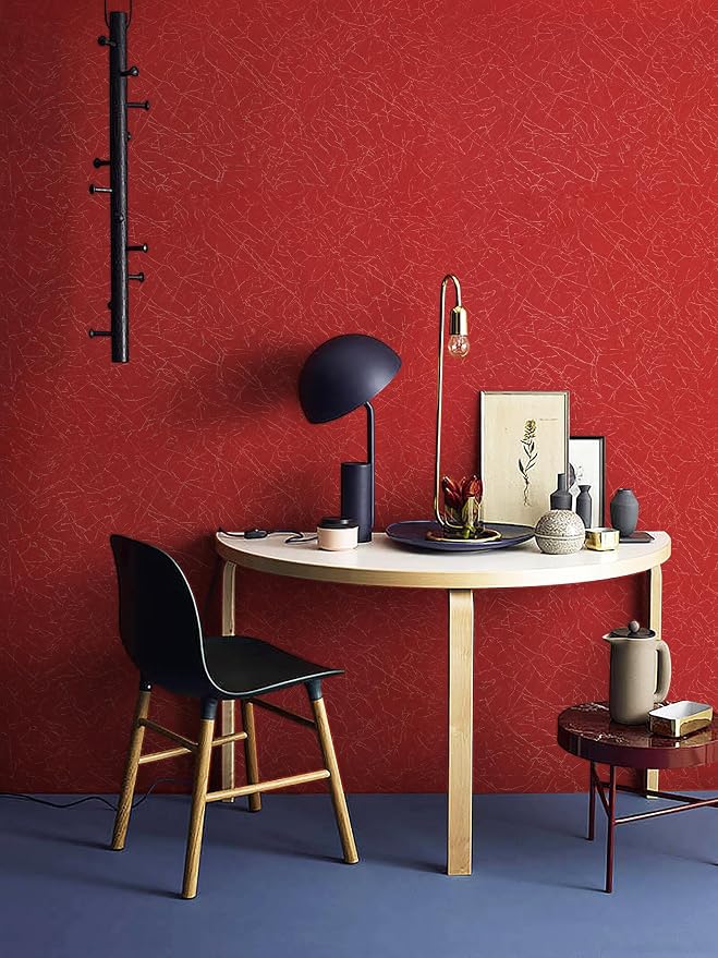 Safiyya 393"x 17.3" Red Silk Wallpaper Textured Contact Paper Removable Wallpaper Peel and Stick for Walls Solid Color Decorative Self Adhesive Wall Paper Vinyl Rolls - Image 7