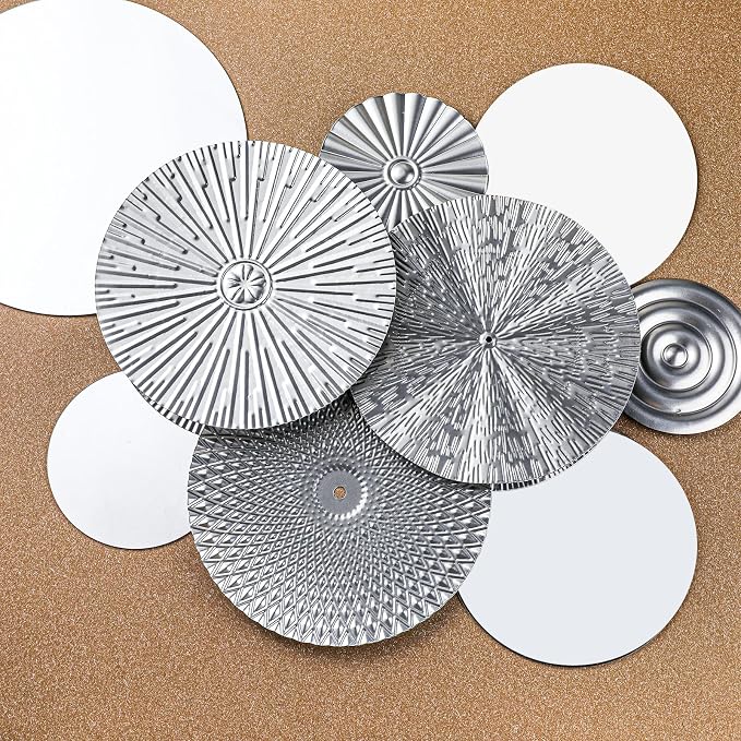 Blulu 9 Pcs Silver Mirror Wall Decor Metal Round Home Art Decor Decorative Modern Circle Mirror Wall Art Sculpture Hanging Decorations for Home Living Room Office - Image 7