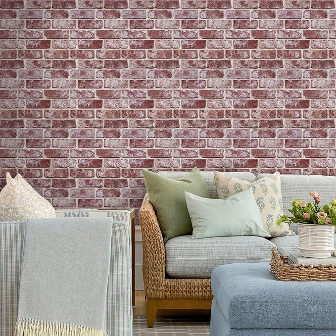 Commomy Faux Brick Wall Panels Peel and Stick Thin PVC 10 Pcs 11.8" x 11.8" | Small Size Thin PVC Quick Wall Covering Home Decor for Kitchen,Fireplace,Home Office (Covers 9.7 sq.ft) - Image 7