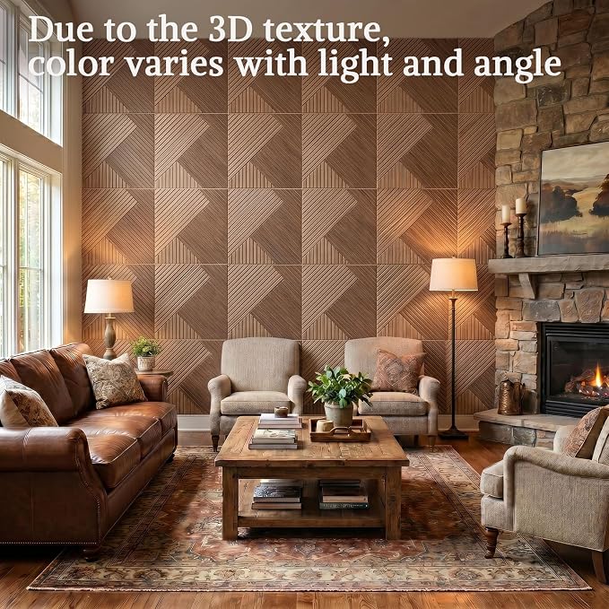 Acoustic Wall Panels, 6 Piece 23.62" X 23.62" Peel and Stick Wall Panels | High-Density Polyester Fiber Self Adhesive Soundproofing for Interior Wall Décor, Tri-Tone Chevron Weave - Image 6