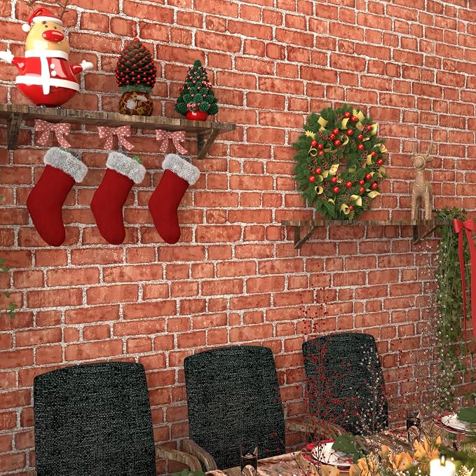 Cohoo Home Red Brick Wallpaper Peel and Stick Contact Paper Faux 118”×18” | Red Brick Contact Paper for Walls Brick Wrapping Paper Self Adhesive Removable Wallpaper Bedroom Kitchen Backsplash Fireplace - Image 7