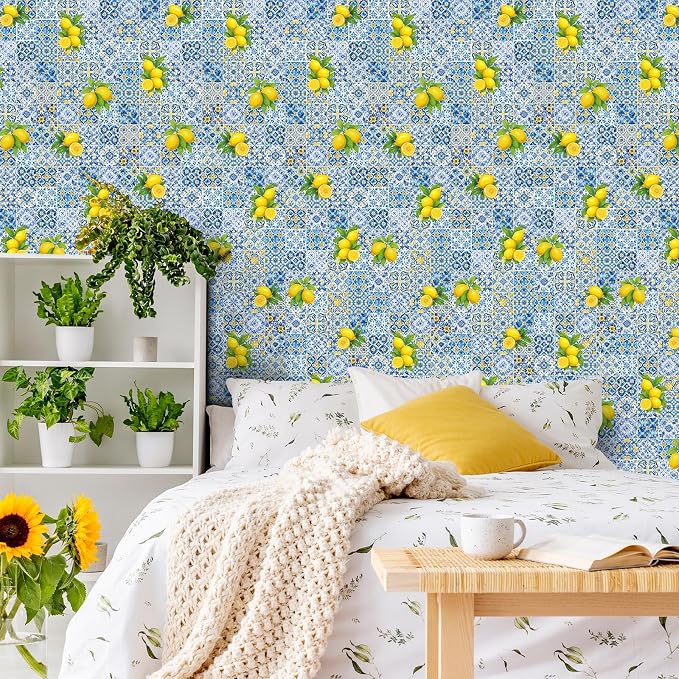 Drydiet Amalfi Coast Wallpaper Peel and Stick Contact Paper 15.8 x 118.1 | Self Adhesive, Capri Lemon Design, Easy Apply Remove, Wall Sticker for Home Locker Dorm Classroom Living Room Decor - Image 5