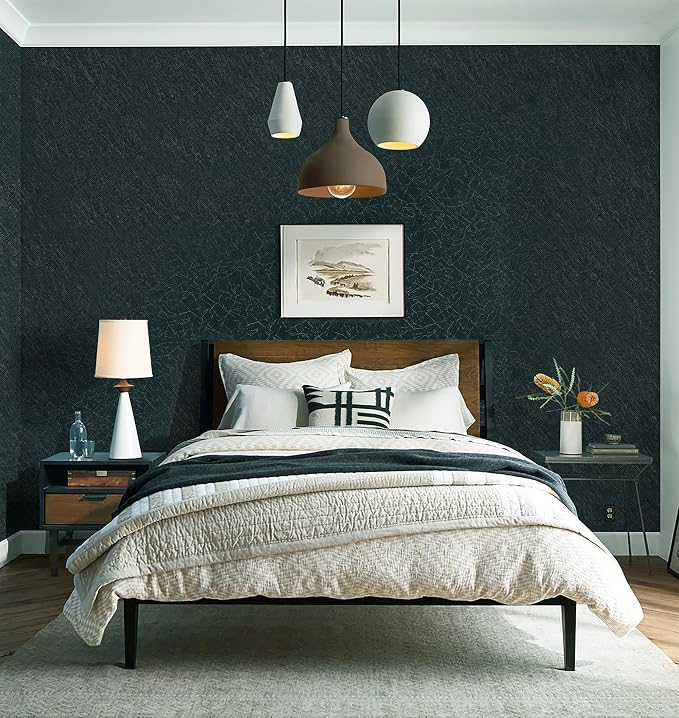 Safiyya 393"x 17.3" Peel and Stick Wallpaper Blackish Green Silk Wallpaper Textured Green Contact Paper Removable Modern Solid Color Contact Paper for Walls Vinyl Rolls - Image 3
