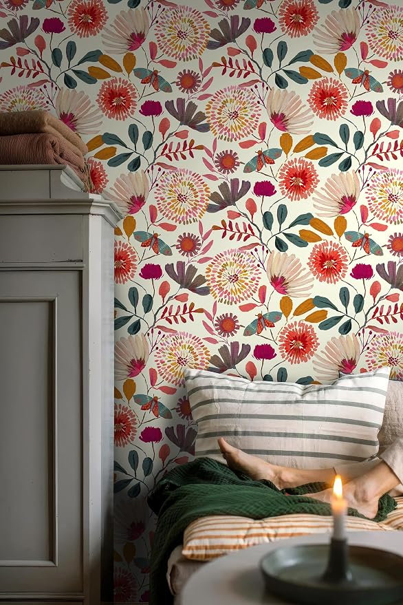 Peel and Stick Wallpaper Floral Contact Paper for Cabinets/Kitchen/Bathroom | Textured Vinyl Stick on Wall paper, Removable, Waterproof, Self-adhesive, Boho, for bedroom/rv/laundry room 17.3" x 393.7" - Image 6