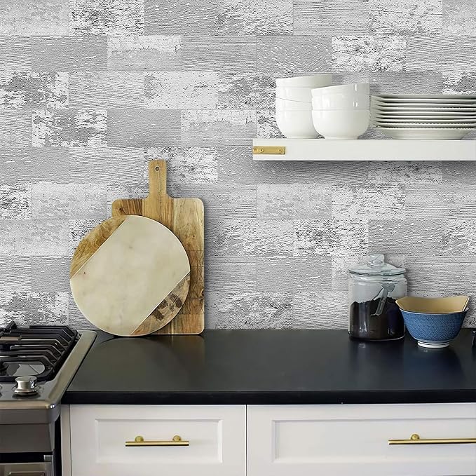 DEWOO Peel and Stick Wall Tile Kitchen Backsplash Self Adhesive 10 Sheet | PVC,Rustic,Faux,Wood Look,Country,Farmhouse,13.5" x 11.4" - Image 6