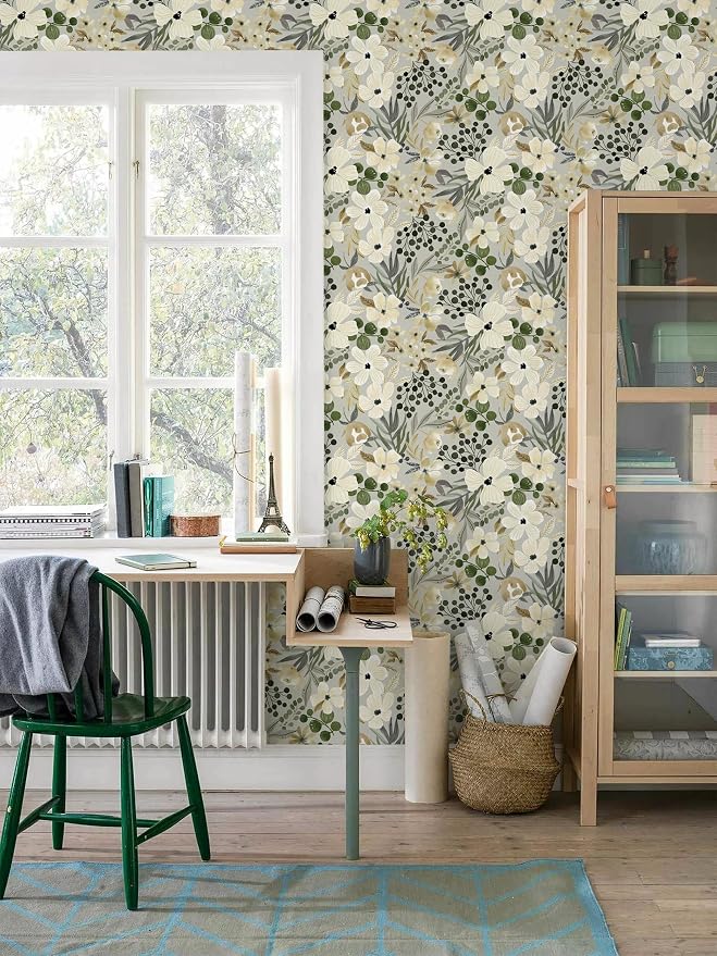 Toduso Floral Peel and Stick Wallpaper Boho Wallpaper Removable Wall Paper Vintage Botanical Contact Paper Waterproof for Bedroom Bathroom Living Room Decor Self-Adhesive Vinyl 17.3" x 78.7" - Image 2