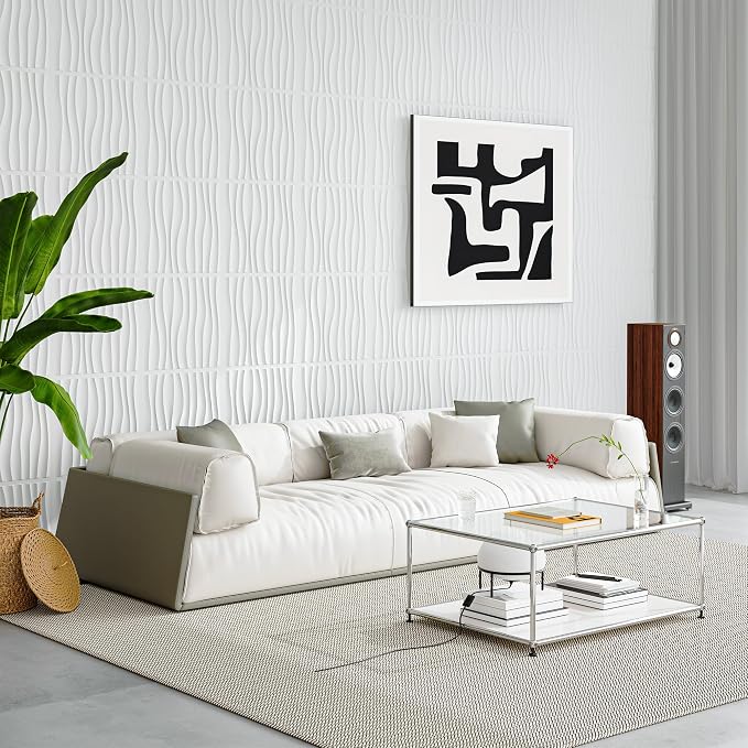 Art3d 12 Pack 3D Wave Design Wall panels 19.7"x19.7" PVC Panel for Interior Wall Decor Living Room, Office, TV Background, White - Image 6