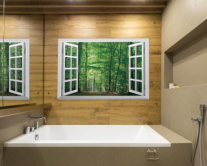 FLFK Fake Window Wall Mural - Jungle Faux Window Wall Sticker for Wall Decor, Stick and Peel Wall Decals,48"x32",Set of 2 Sheets - Image 5