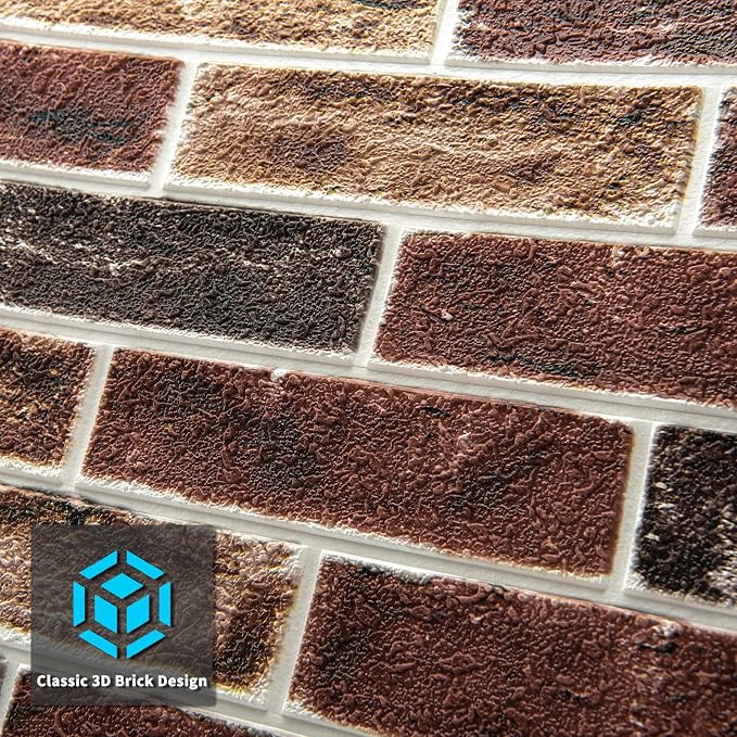 Art3d 20-Pack Durable Faux Brick Peel and Stick 3D Wall Panels, Red Brown | Coverage: 105 Sq. Ft, Waterproof, Oil-Proof, Easy to Wipe, Decorative, Ideal for Bedroom, Kitchen - Image 9