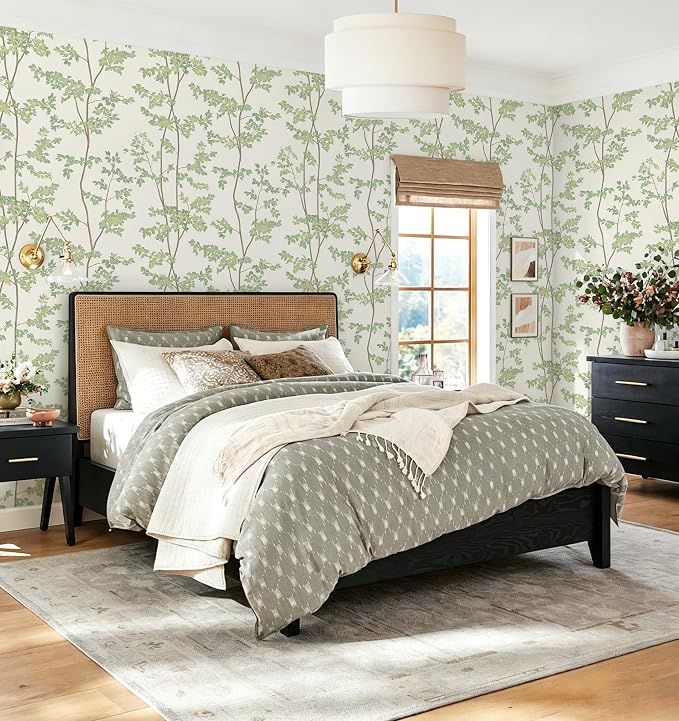 Heroad Peel and Stick Wallpaper Sage Green Tree/Leaf Cottage Contact Paper | Waterproof Removable Botanical Wall Paper for Bathroom,17.3''x196'',Modern Farmhouse Decor Vinyl for Bedroom,Kitchen,Laundry - Image 5