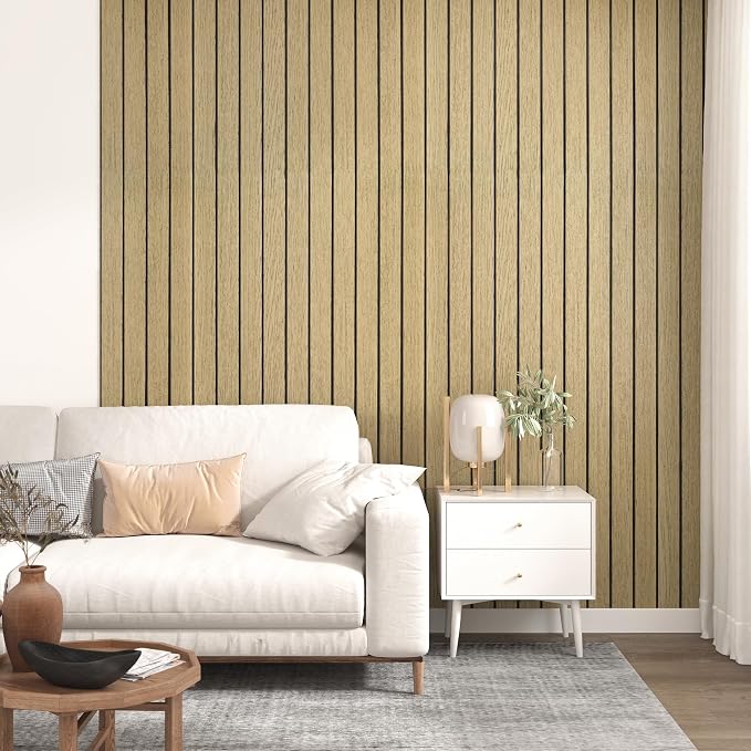 Brown 3D Wood Wall Panels Peel and Stick Fluted Wall Slat Panels | Self Adhesive Acoustic Wood Walls Panels Textured Slat Wooden Panel Wallpaper for Bedroom Living Room Studio 23.6"x197" - Image 7