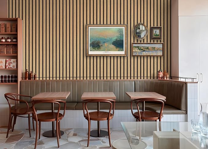 myforHD Wallpaper Peel and Stick Wood Grating Stripe Self-Adhesive Wallpaper Faux Wood Contact Paper Wood Slats Self Adhesive Wall Paper PVC Vinyl Film Removable Waterproof 17.3" x 393" - Image 8