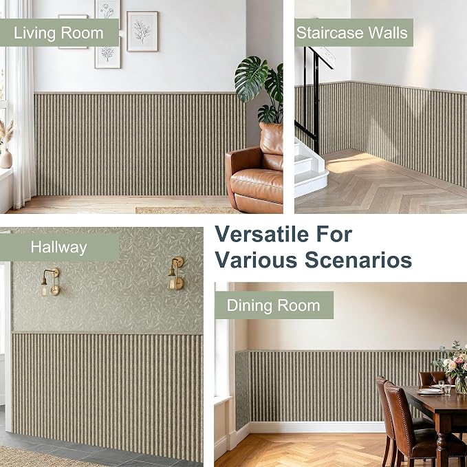 Wainscoting Panels for Living Room, Bedroom,Dining Room & Hallway | 17PCS 39 x 5 Inch Decorative Grey Oak PS Waterproof Board and Batten Wall Panel for Interior Wall Décor- Covers 22.43 Sq.Ft - Image 6