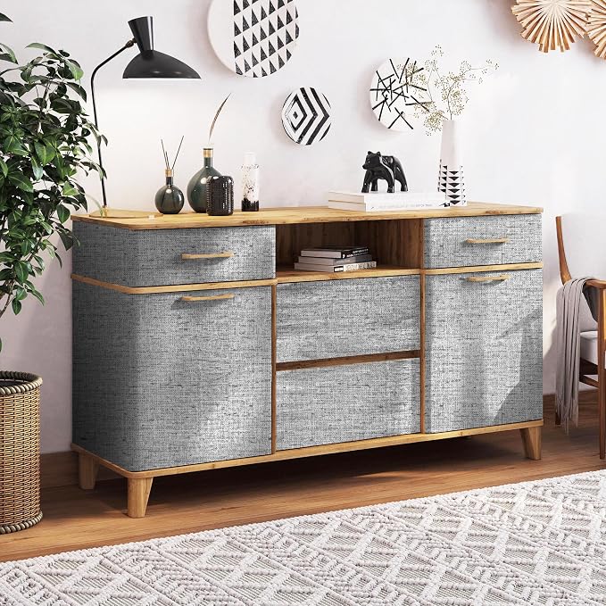 Gray Grasscloth Peel and Stick Wallpaper Textured 15.7in x 118.1in | Faux Linen Wallpaper Peel and Stick Vintage Grasscloth Contact Paper Self Adhesive Removable Contact Paper for Bedroom Vinyl - Image 7