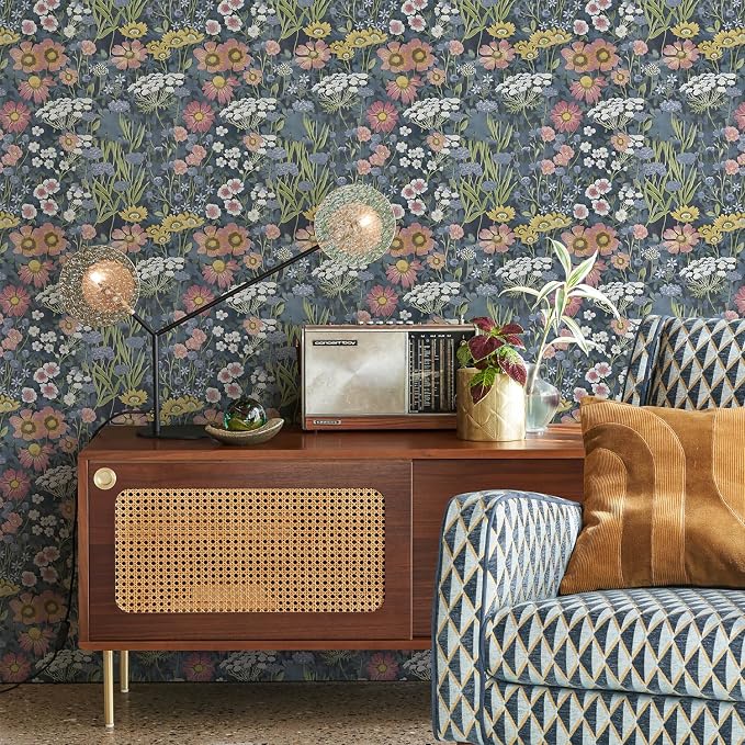 Orainege Vintage Floral Wallpaper Peel and Stick Wallpaper | Floral Contact Paper 17.7in x393.7in Boho Daisy Self Adhesive Removable Wall paper for Bedroom Decorative - Image 5