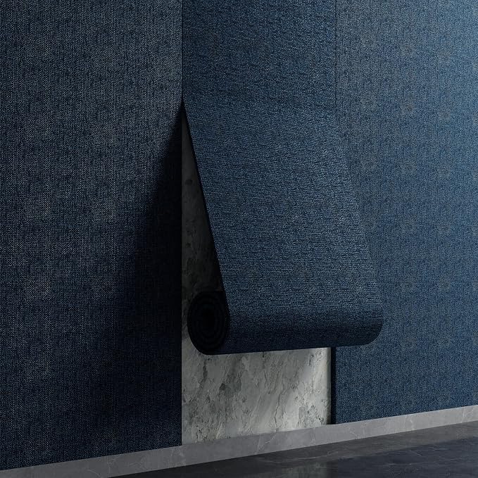 Yutianli 3D Wall Panel Peel and Stick Soundproof Foam Linen Wall Cloth Blue 16.7"x118" Self-Adhesive Decorative Wallpaper Anti-Collision Wall Padding by Yutianli