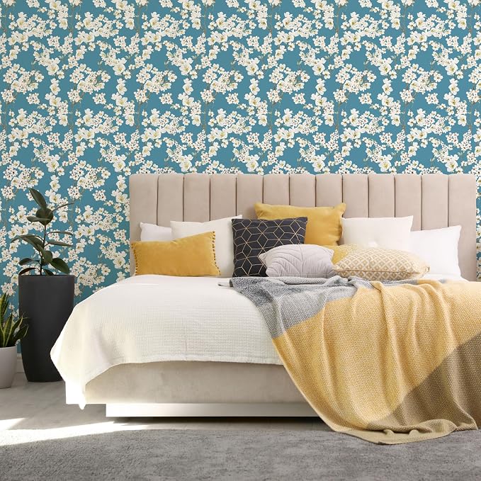 Main Street Peel and Stick Wallpaper Sheets, Magnolia Branches, 12-Pack | 11 x 16 in sheet size; Covers up to 14.67 sq ft; Eco-friendly paper material; No paste or additional adhesive required - Image 7