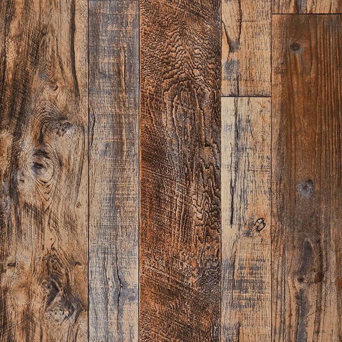 WENMER 11.8" x 394" Brown Wood Wallpaper Peel and Stick Wallpaper Shiplap Self Adhesive Wall Paper Removable Wood Contact Paper for Cabinet Countertop Shelf Drawer Wall Door by WENMER